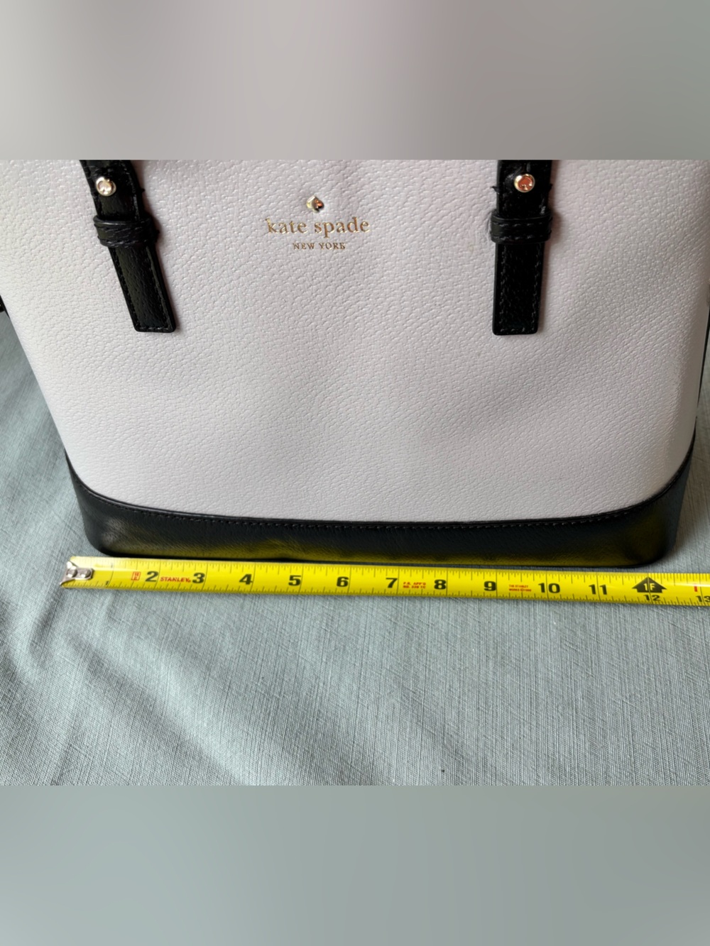 kate spade Black and Dove Gray Leather Dome Satchel with Removable Strap - Picture 12 of 15